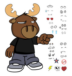 Funny Moose Kid Character Cartoon Expressions Set