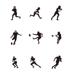 Sport Men Playing Rugby Cartoon Set