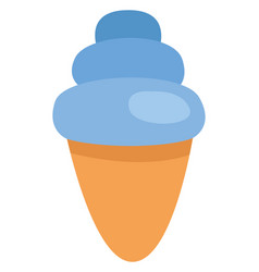 Blue Ice Cream In Cone On A White Background