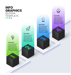 Infographic Template Isometric Path With 4 Black