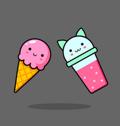 Kawaii Images Of A Pink Scoop Of Ice Cream