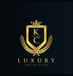 Kc Letter Initial With Royal Luxury Logo Template