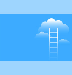 Ladder Climbs Up To The Sky With Cloud Concept