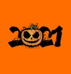 Number 2021 And Halloween Pumpkin