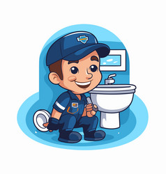 Plumber Boy Cartoon Character In Uniform