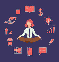 Yoga Girl With Business Icons