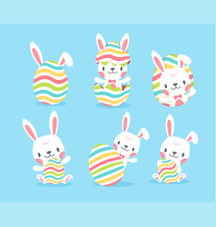 A Little Bunny Pops Out Of Colorful Easter Egg