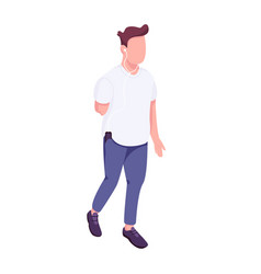 Man With Missing Limb Walking Flat Color Faceless