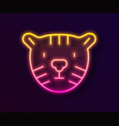 Glowing Neon Line Tiger Head Icon Isolated