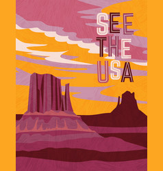 Usa Travel Poster Southwest Sunset