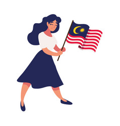 Woman With Flag Of Malaysia