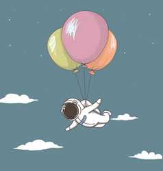 Astronaut Fly With Many Balloons In Sky