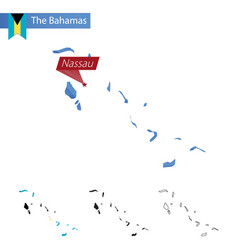 Bahamas Blue Low Poly Map With Capital Nassau