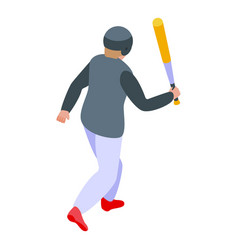 Child Playing Baseball Icon Isometric Style