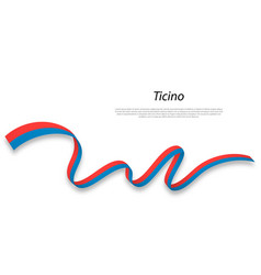 Waving Ribbon Or Stripe With Flag Of Ticino