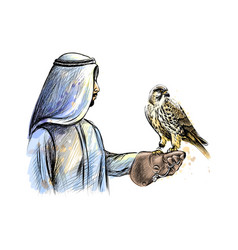 Arabian Man With A Falcon From A Splash