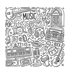 Hand Drawn Set Of Music In Doodles