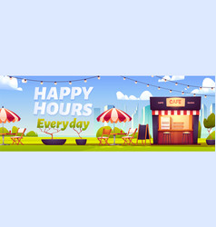 Happy Hours In Outdoor Cafe With Coffee And Snacks