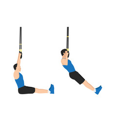 Man Doing Trx Pull Ups Exercise Flat