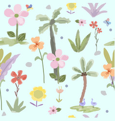 Watercolor Flower Garden Seamless Pattern