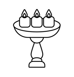 Diwali Candles In Table Line Style Icon