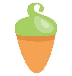 Green Apple Ice Cream In Cone On A White