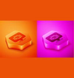 Isometric Check Engine Icon Isolated On Orange