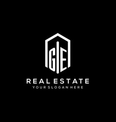 Letter Ge Logo For Real Estate With Hexagon Icon