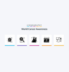 World Cancer Awareness Glyph 5 Icon Pack