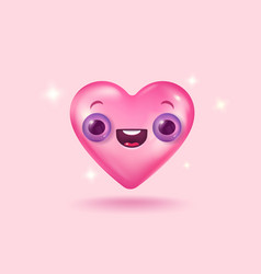 Icon Of Pink Heart With Cute Kawaii Face