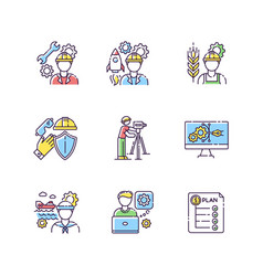 Industrial Production Worker Rgb Color Icons Set