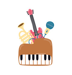 Piano With Musical Instruments Icons