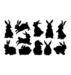 Bunny Rabbit Silhouette Jump Easter Black Shadow