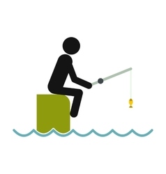 Fisherman Sitting On Pier With Rod Icon