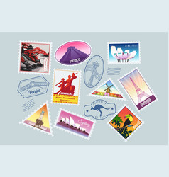 Postal Stamp Passport Trip Seal Travel Map