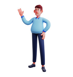 Workman Cartoon Character Waving Hand