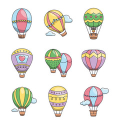 Hot Air Balloon Transport For Travel Hand Drawn