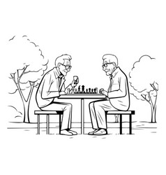 Old People Playing Chess In The Park Black And