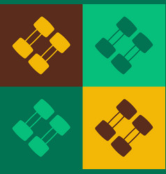 Pop Art Dumbbell Icon Isolated On Color Background