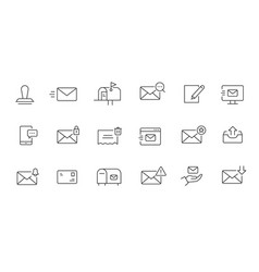 Mailbox Line Icon Set Letter Send Email Contact