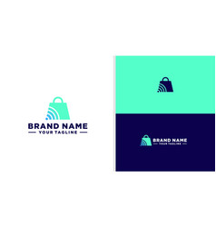 Online Shop Logo Shopping Bag Negative Space Wifi