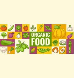 Organic Food Geometric Modern Horizontal Banner