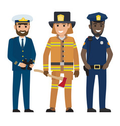 Concept Of Captain Firefighter And Police Officer