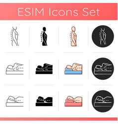 Poor Posture Problems Icons Set