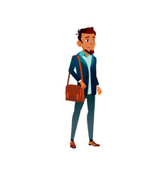 Hispanic Man With Bag In Bank Cartoon