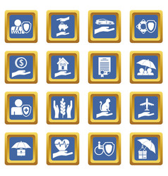 Insurance Icons Set Blue