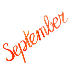 Watercolor September Month Orange Red Lettering