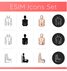 Bad Posture Problems Icons Set