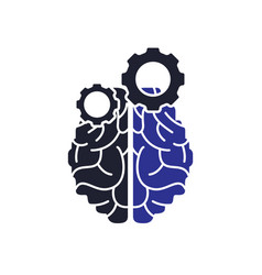 Brain And Gear Cog Logo Design Template