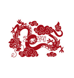 Monochrome Red Dragon Symbol Of 2024 New Year